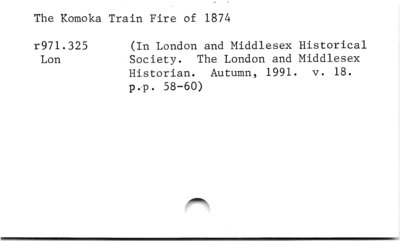 The Komoka Train Fire of 1874