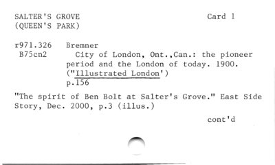 Salter's Grove (Queen's Park) Card 1