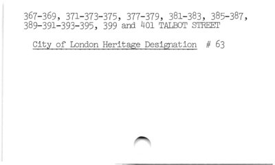 367-369, 371-373-375, 377-379, 381-383, 385-387, 389-391-393-395, 399 and 401 Talbot Street.
