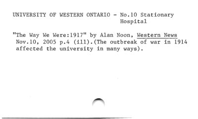 University of Western Ontario - No. 10 Stationary Hospital