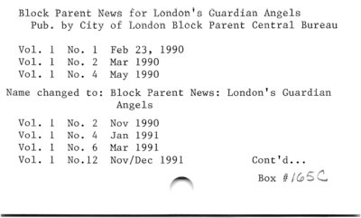 Block Parent News for London‘s Guardian Angels.