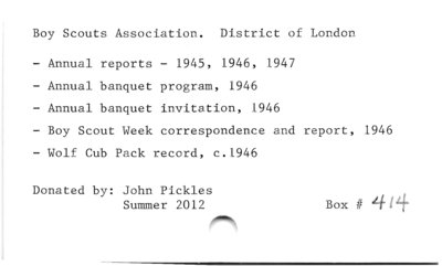 Boy Scouts Association. District of London