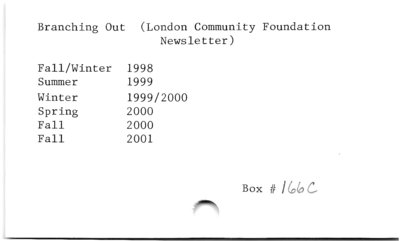 Branching Out (London Community Foundation Newsletter).