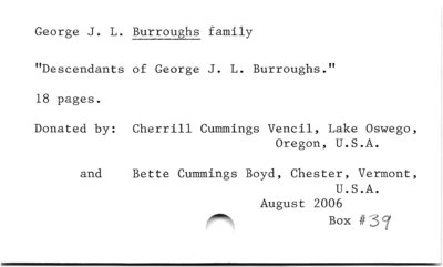 George J. L. Burroughs Family.