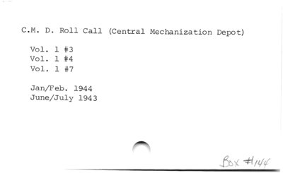 C.M.D. Roll Call (Central Mechanization Depot)