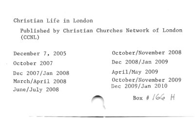 Christian Life in London.
