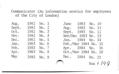 Communicator (An information service for employees of the City of London).