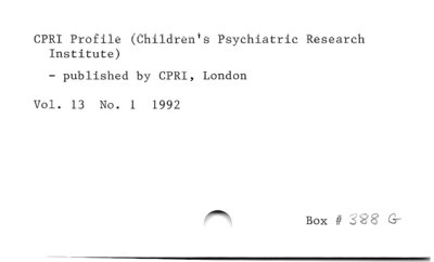 CPRI Profile (Children's Psychiatric Research Institute).
