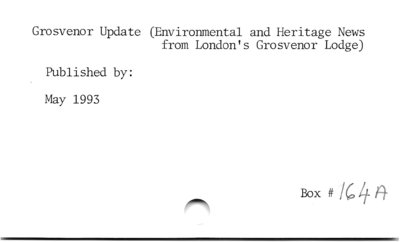 Grosvenor Update (Environmental and Heritage News from London's Grosvenor Lodge).