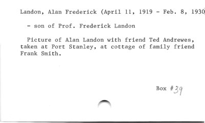 Alan Frederick Landon (April 11, 1919 - Feb. 8, 1930).