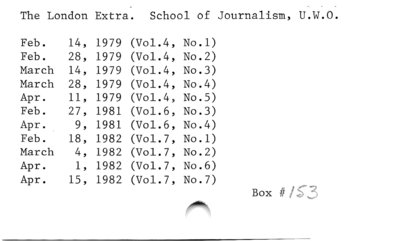 The London Extra: School of Journalism, U.W.O.
