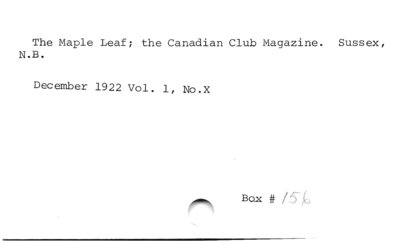 The Maple Leaf - the Canadian Club Magazine.