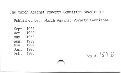 The March Against Poverty Committee Newsletter.