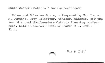 South Western Ontario Planning Conference 1949