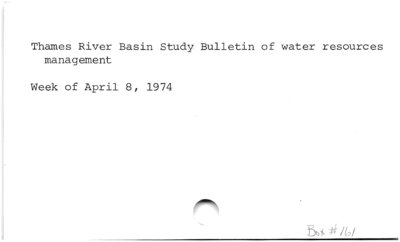 Thames River Basin Study Bulletin of Water Resources.