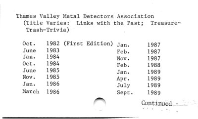 Thames Valley Metal Detectors Association newsletter.
