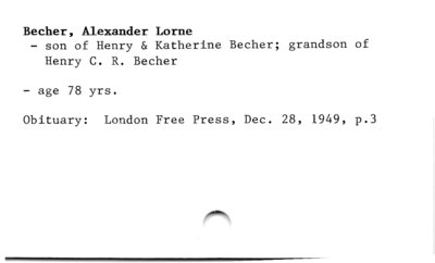 Alexander Lorne Becher (obituary).