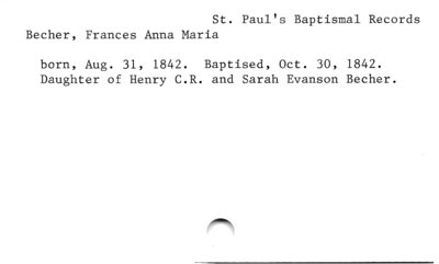 Frances Anna Maria Becher (Baptismal).