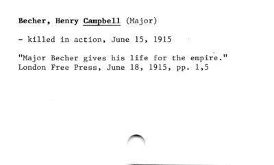 Major Henry Campbell Becher (death).