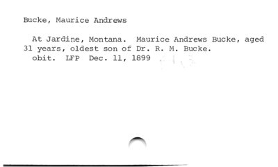 Maurice Andrews Bucke (obituary).