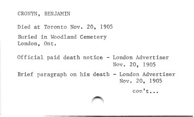 Benjamin Cronyn (death).