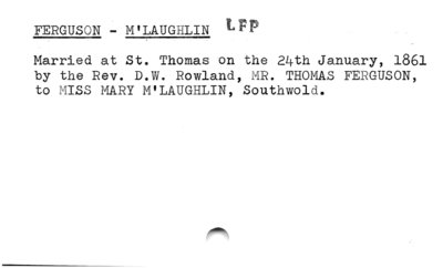 Ferguson - M'Laughlin (marriage).