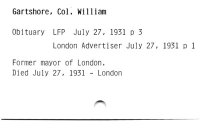 Col. William Gartshore (obituary).