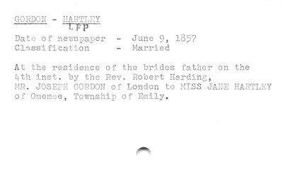 Gordon - Hartley (marriage).