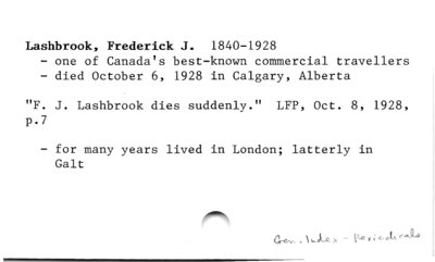 Frederick J. Lashbrook (1840-1928)(death).
