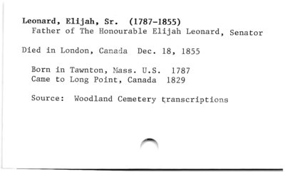 Elijah Leonard Sr. (1787-1855)(death).