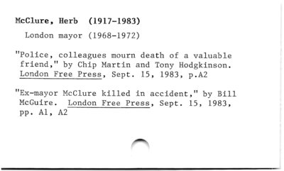 Herb McClure (1917-1983)(death).
