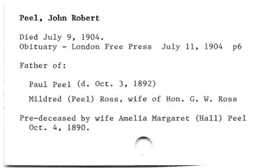 John Robert Peel (death).