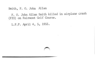 Flight Officer John Allan Smith (death).
