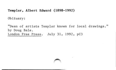 Albert Edward Templar (1898-1992)(obituary).