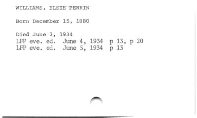 Elsie Perrin Williams (death).