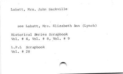 Labatt, Mrs. John Sackville