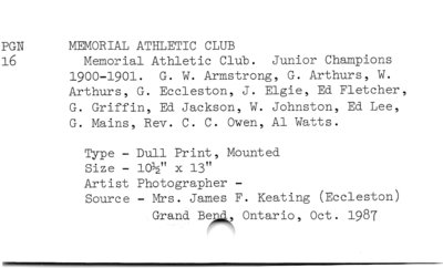 Memorial Athletic Club.