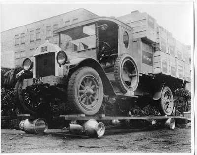 Delivery Truck Carrying McClary's Cooking Utensils in Cartons (Front View), London, Ontario