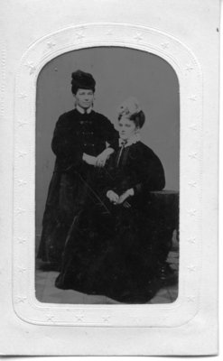 Portrait of two unidentified women dressed in outerwear, London, Ontario