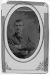 Portrait of an unidentified, mustached, young man with crossed arms, London, Ontario