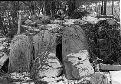 Pioneer Cemetery, Bronte St., Milton prior to restoration.