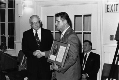 Opening of the Hugh Foster Hall, November 21, 1988.  Ken Lamb and Mayor Gordon Krantz