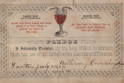 Temperance pledge card