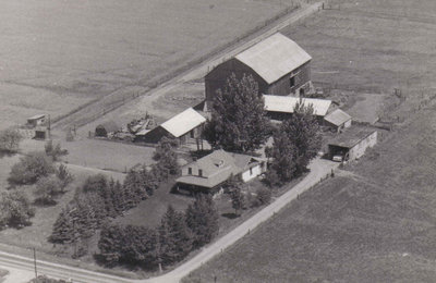 Aerial view of the LeRiche Homestead, Lot 4, Con. 4, Trafalgar.