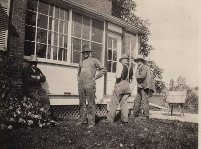 Men at the Coulson Homestead, Esquesing, Ont.