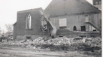 Demolition of building at St. Paul's Church, Milton.