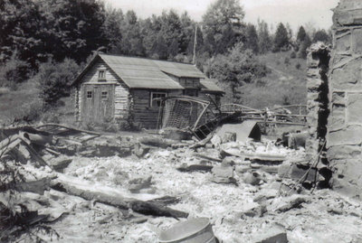 Remains of the Logan McCann Woollen Mill destroyed by fire