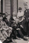 Family group on front steps of 93 Victoria St., Milton, Ontario