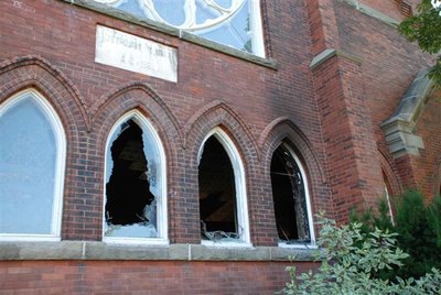 Fire damage at St. Paul's Church, Milton, Ontario