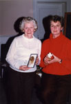 Jean Butts and Brenda Whitlock.  Winners of a History Quiz.